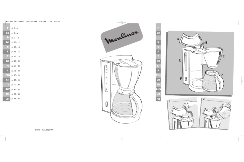 Página 1 del manual Manual de usuario Moulinex Divino FG410E