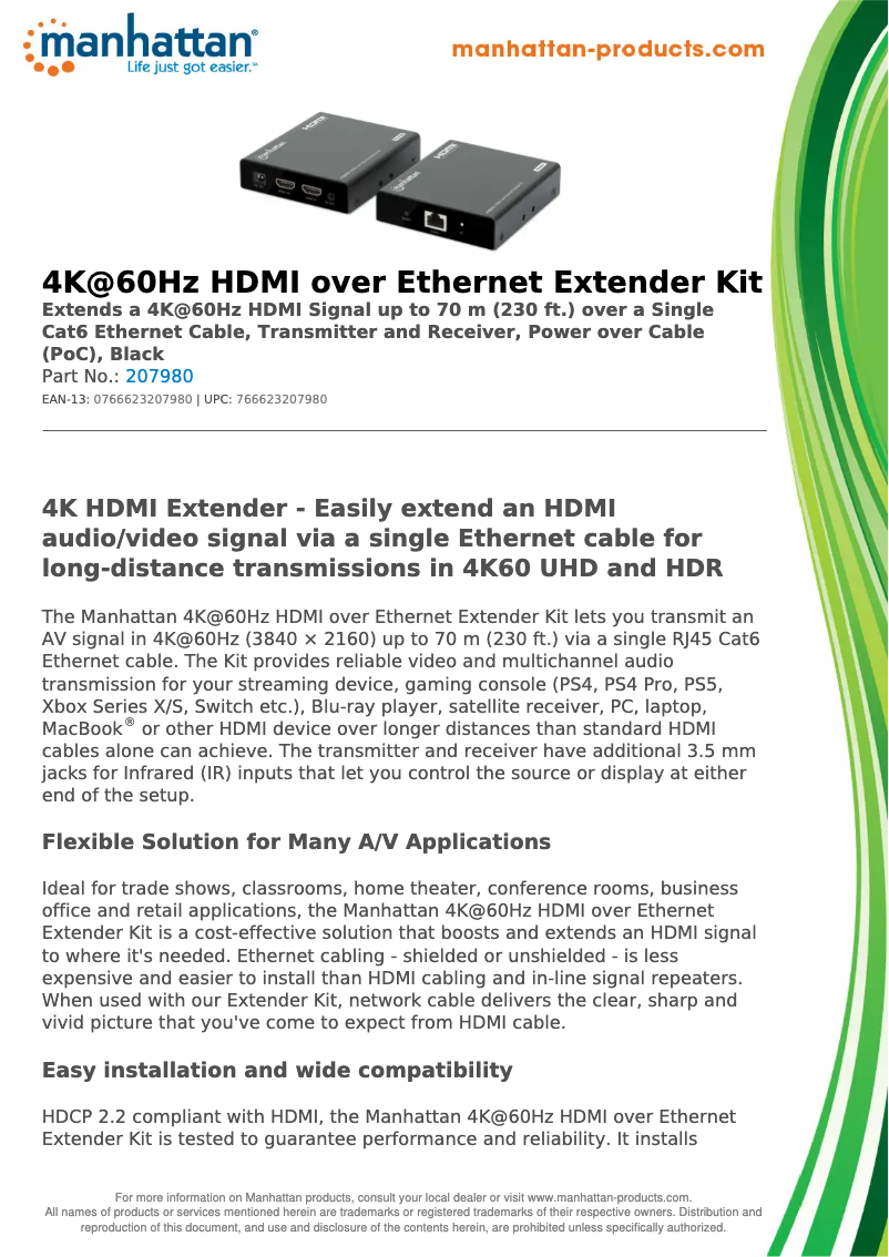 Página 1 del manual Ficha técnica Manhattan 207980