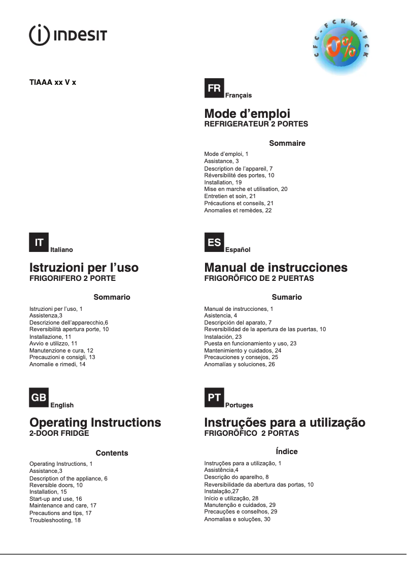 Página 1 del manual Manual de usuario Indesit TIAAA 12 V X