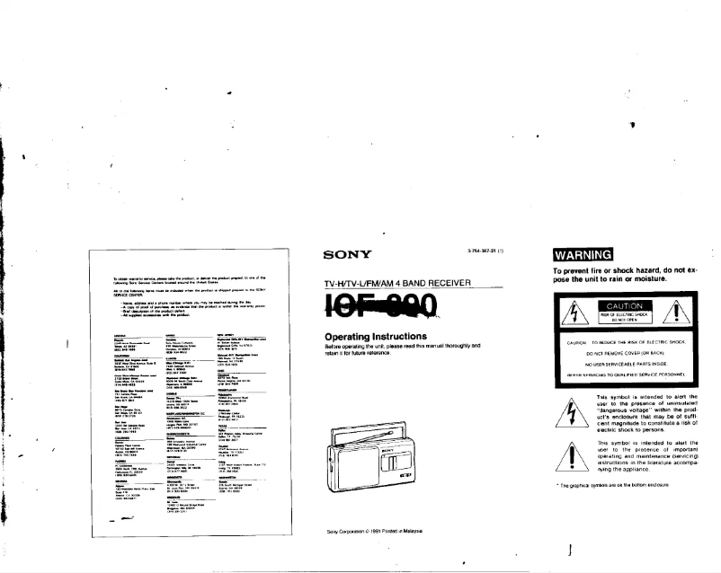 Imagen de la primera página del manual del dispositivo ICF-890