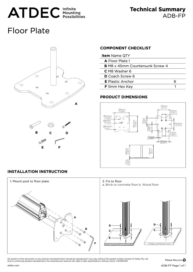 Página 1 del manual Manual de usuario Atdec ADB-FP