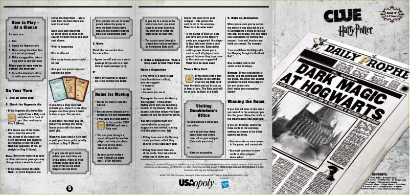 Página 1 del manual Manual de usuario USAopoly Clue: Harry Potter