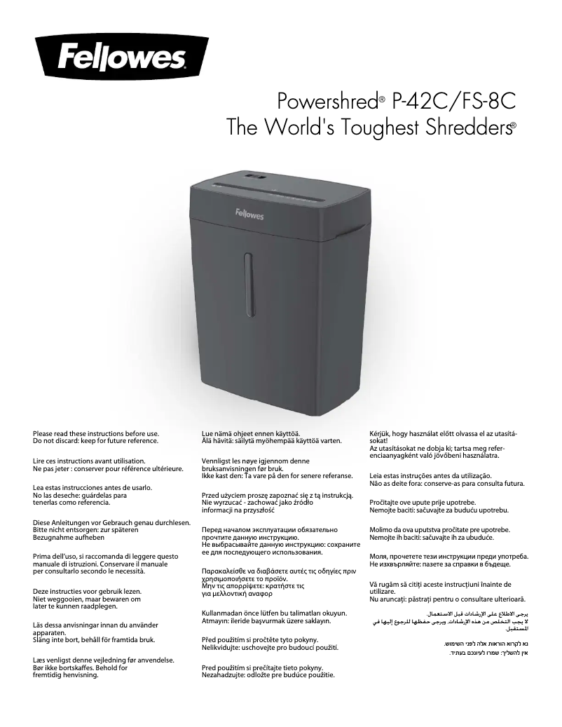 Imagen de la primera página del manual del dispositivo Powershred P-42C