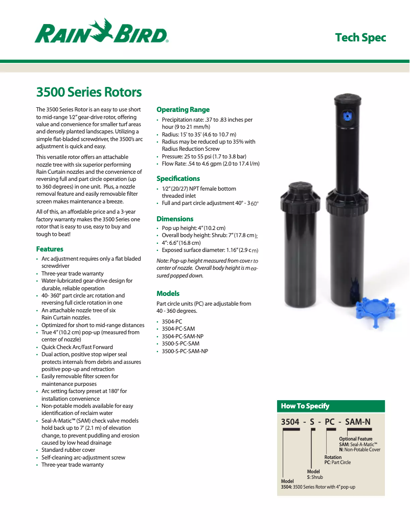 Imagen de la primera página del manual del dispositivo 3500