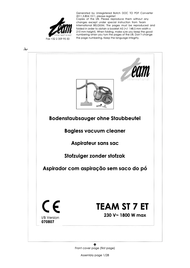 Imagen de la primera página del manual del dispositivo ST 7 ET
