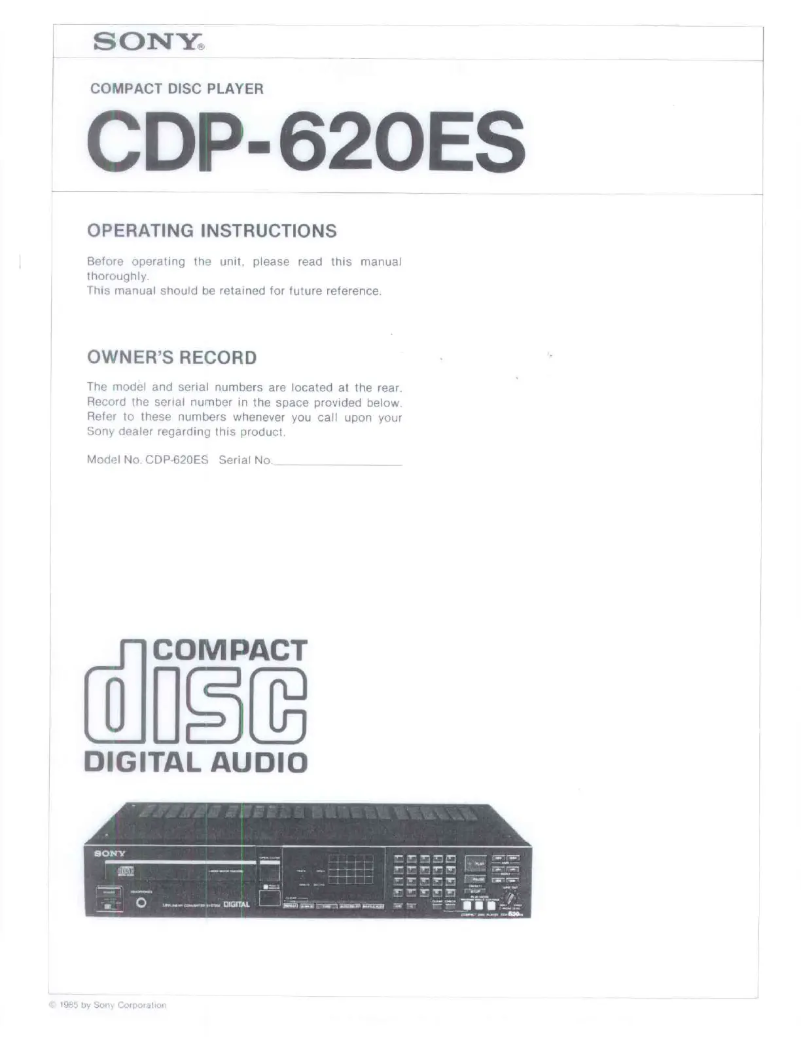 Imagen de la primera página del manual del dispositivo CDP-620ES