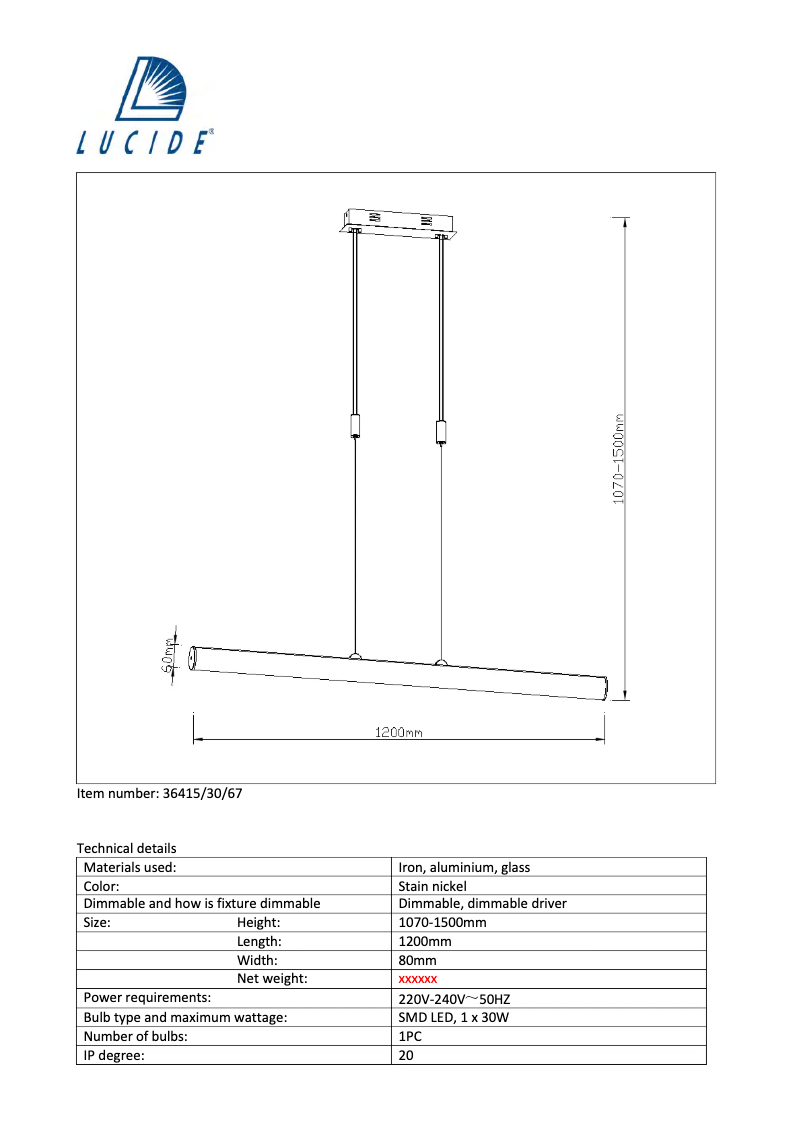Página nº 1 - Manual de usuario Lucide Granel 36415/30/67