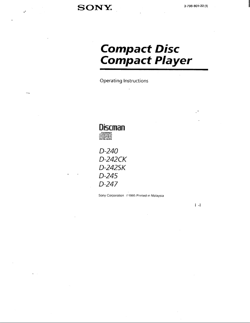 Imagen de la primera página del manual del dispositivo Discman D-240