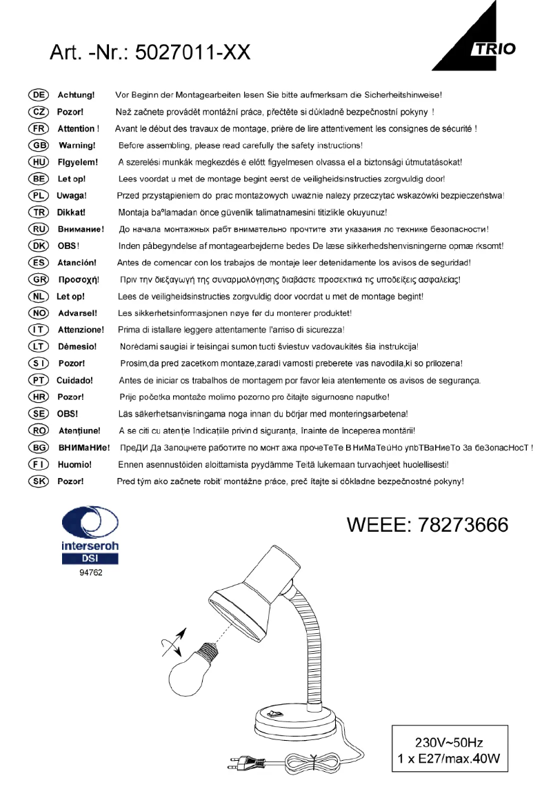 Imagen de la primera página del manual del dispositivo Pronto 5027011-01