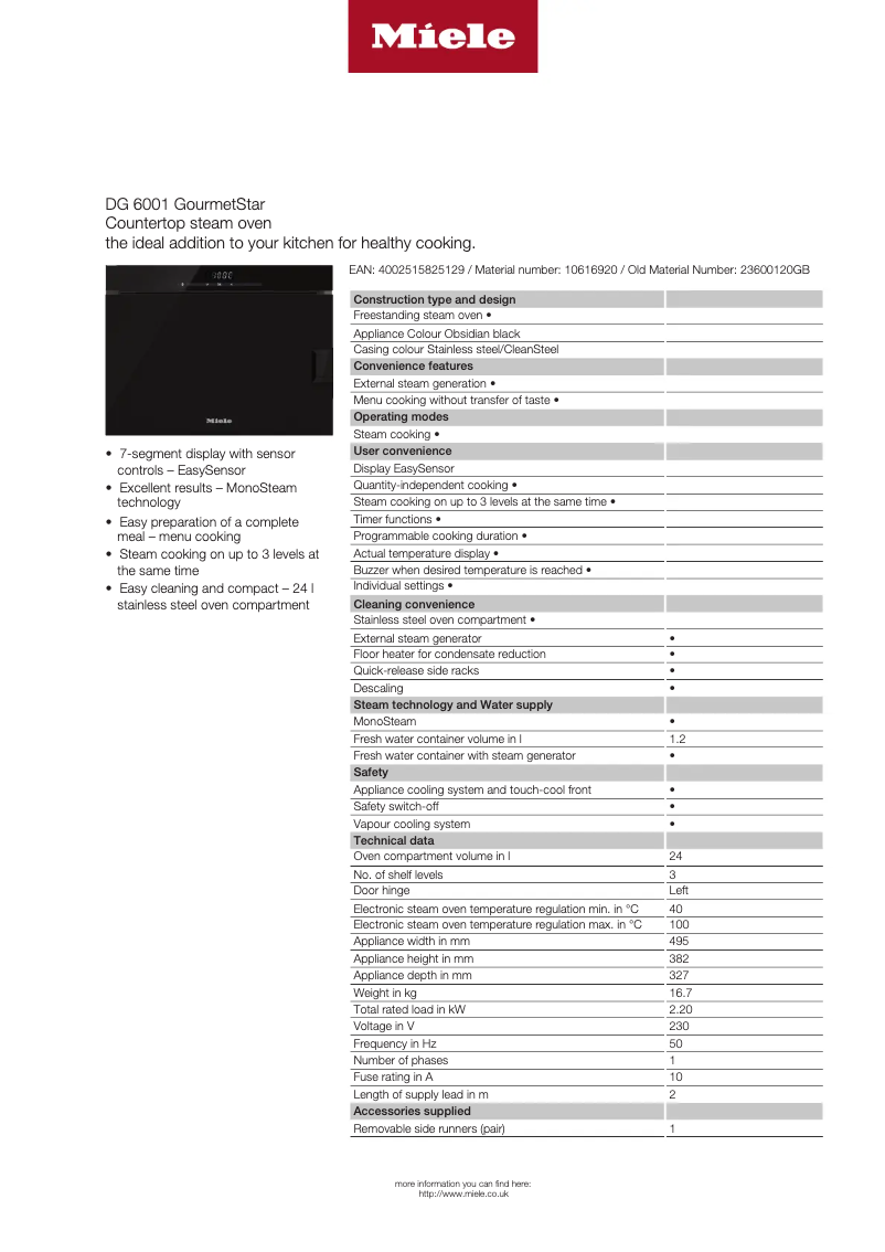Imagen de la primera página del manual del dispositivo GourmetStar DG 6001