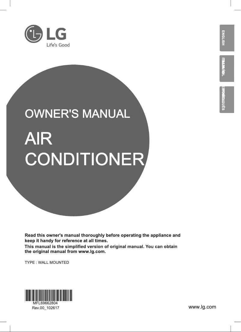 Imagen de la primera página del manual del dispositivo AMNW09GSJAA