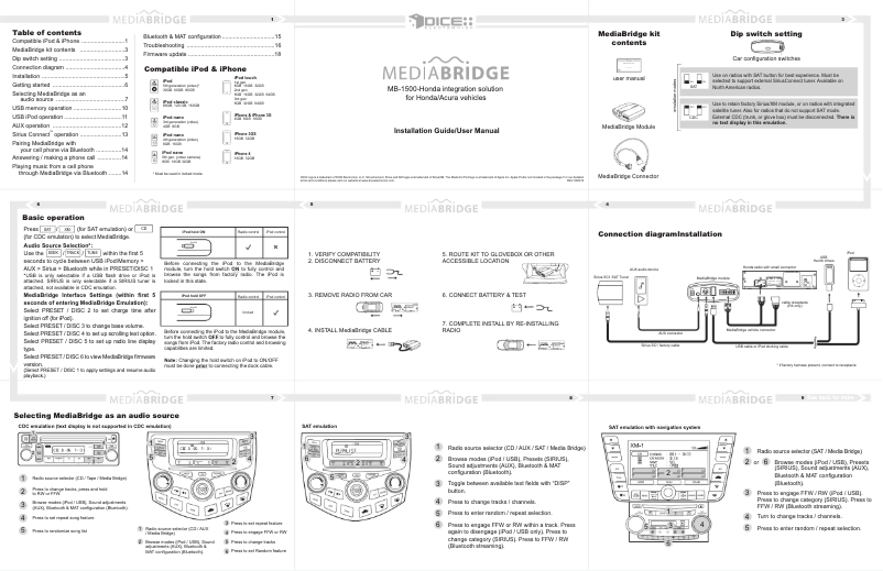 Imagen de la primera página del manual del dispositivo MB1500-Honda