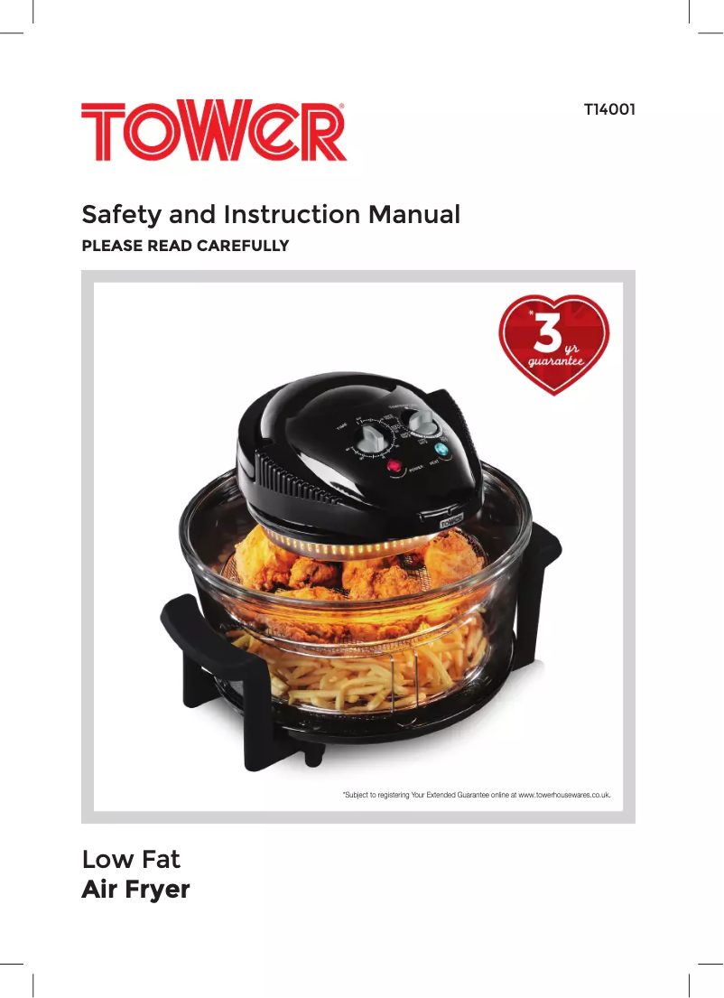 Página 1 del manual Manual de usuario Tower Low Fat Air Fryer T14001