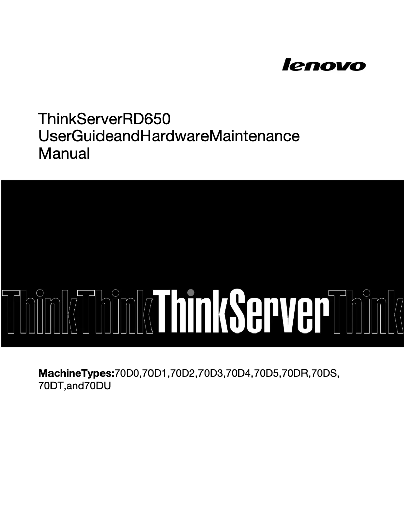 Imagen de la primera página del manual del dispositivo ThinkServer RD650