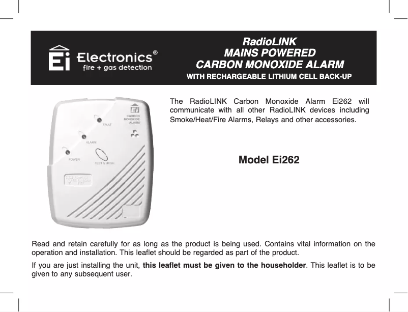 Imagen de la primera página del manual del dispositivo Ei262