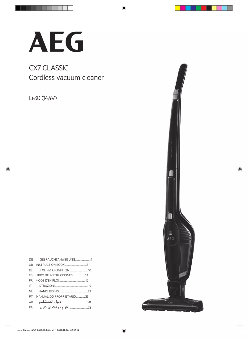 Imagen de la primera página del manual del dispositivo CX7 Classic