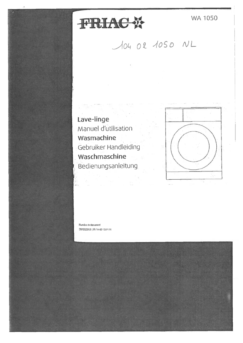 Imagen de la primera página del manual del dispositivo WA 1050