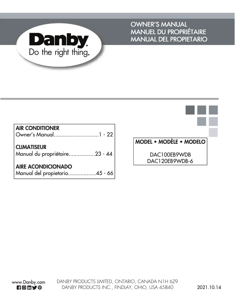Página nº 1 - Manual de usuario Danby DAC120EB9WDB-6