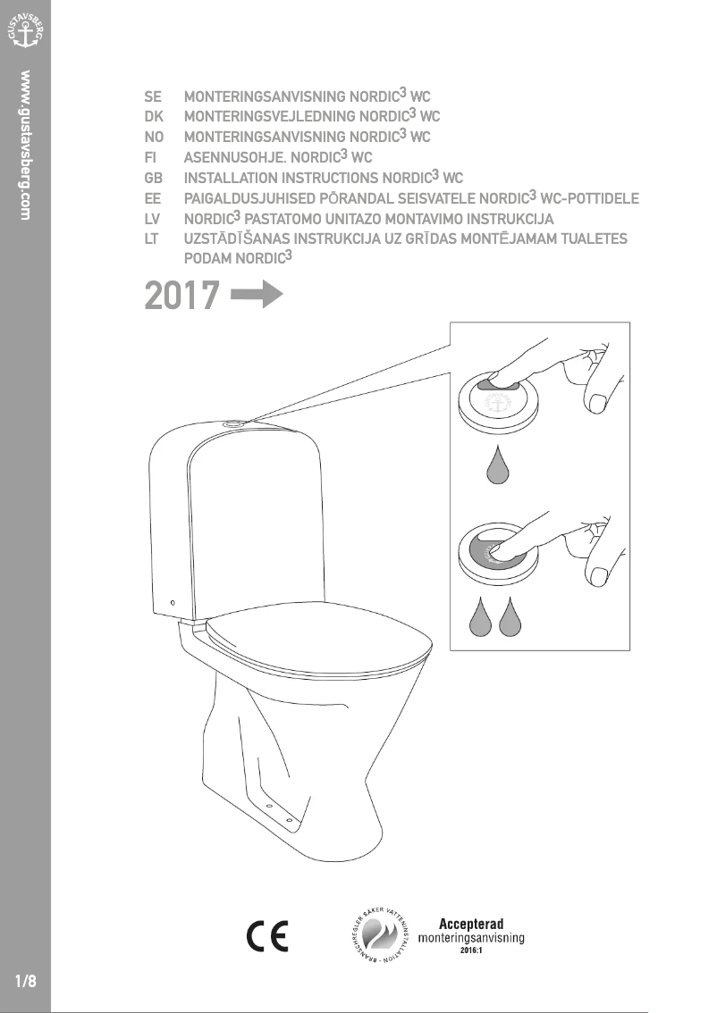 Página nº 1 - Instrucciones / montaje Gustavsberg Nordic³ 3500