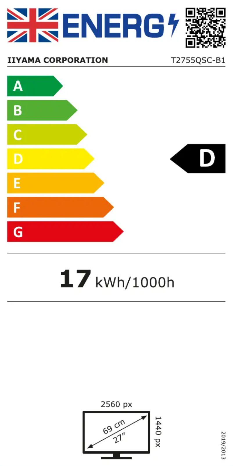 Página 1 del manual Etiqueta energética Iiyama ProLite T2755QSC