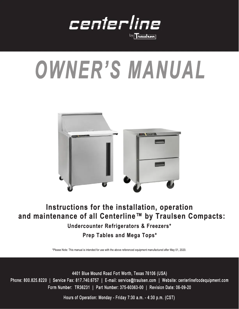 Página 1 del manual Manual de usuario Traulsen CLBM-23R-FS-L