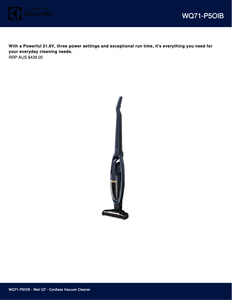 Página 1 del manual Ficha técnica Electrolux Well Q7 WQ71-P5OIB