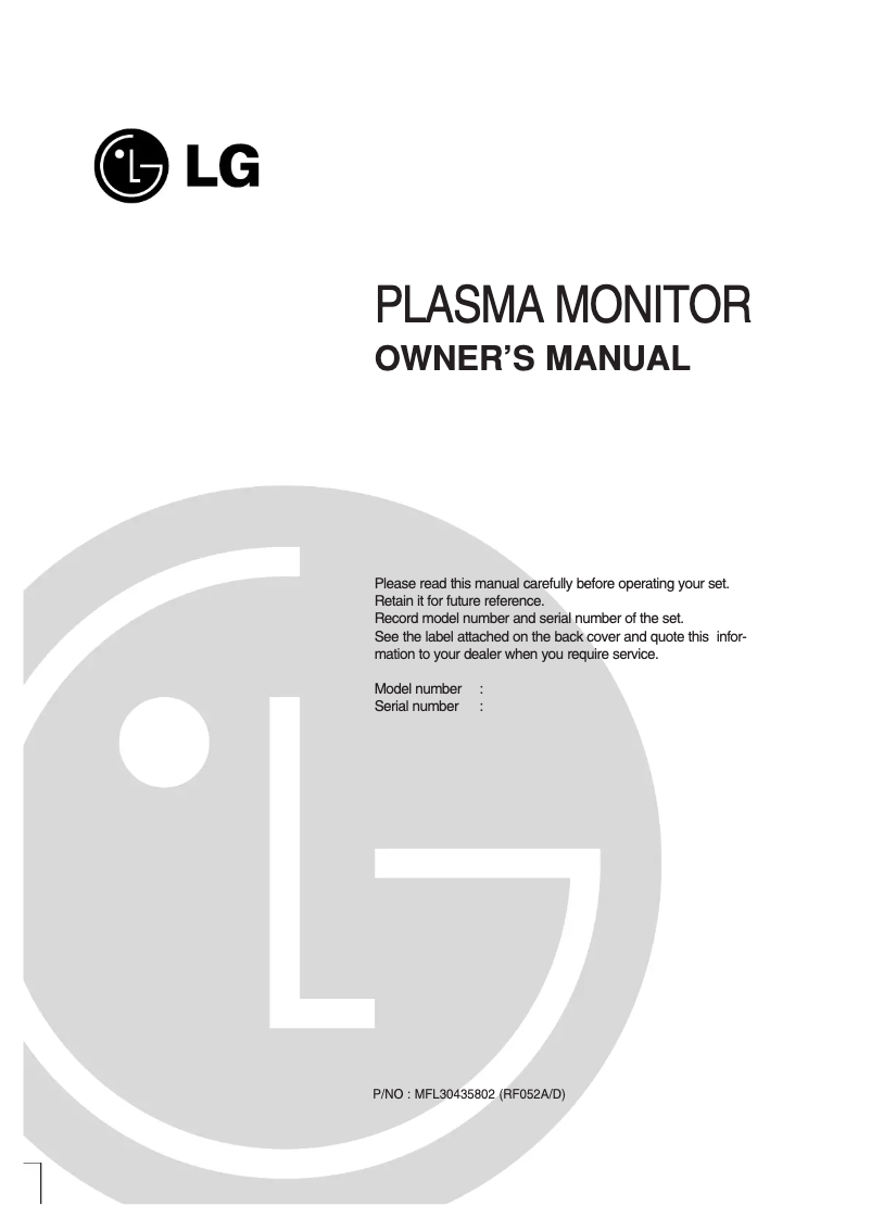 Imagen de la primera página del manual del dispositivo 42PC3MV