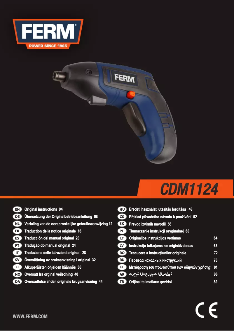 Página nº 1 - Manual de usuario Ferm CDM1124