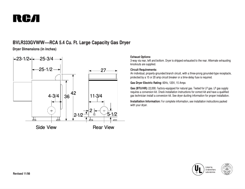 Página 1 del manual Manual de usuario RCA BVLR333GVWW