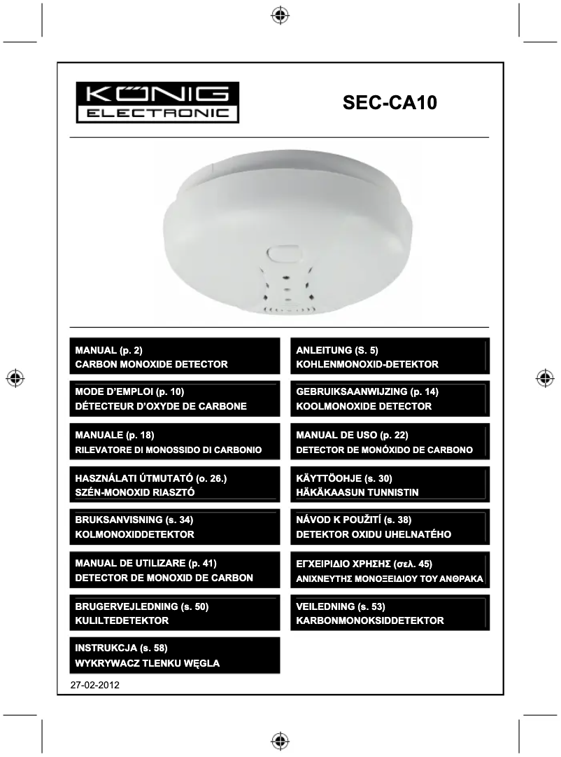 Página 1 del manual Manual de usuario Nedis SEC-CA10