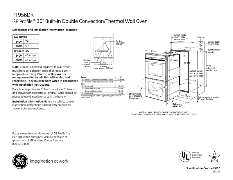 Imagen de la primera página del manual del dispositivo Profile PT956DRCC
