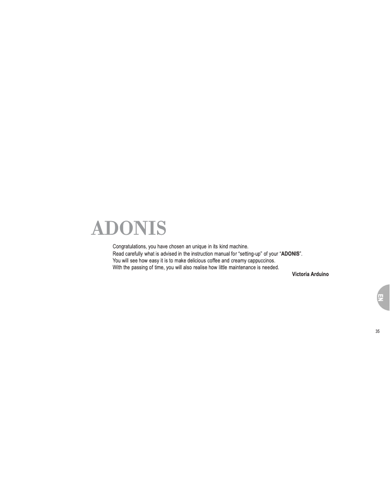 Imagen de la primera página del manual del dispositivo Adonis