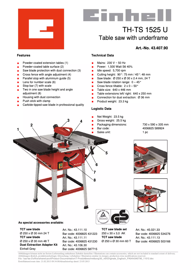 Imagen de la primera página del manual del dispositivo TH-TS 1525 U