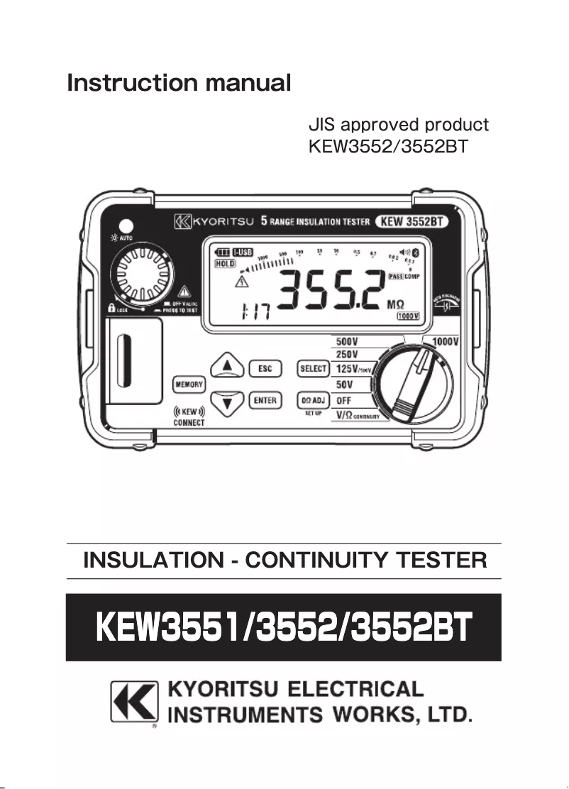 Página 1 del manual Manual de usuario Kyoritsu KEW3552BT