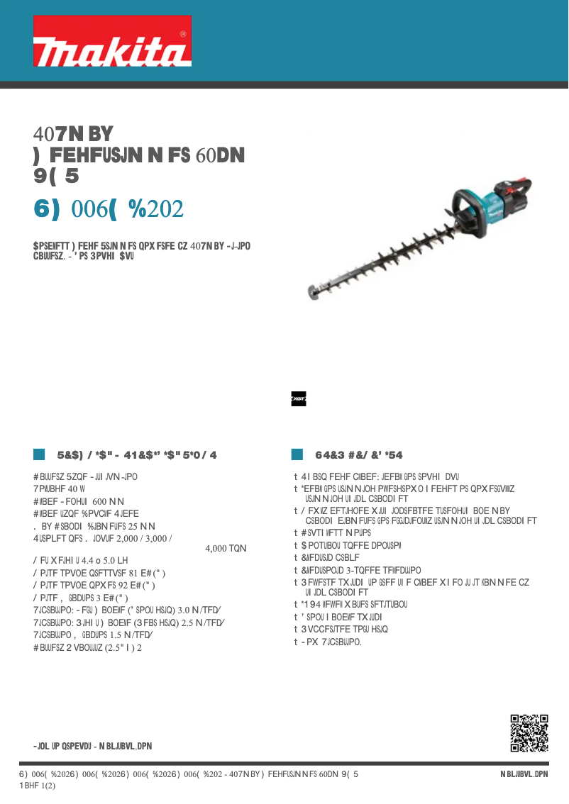Página 1 del manual Ficha técnica Makita UH006GD202