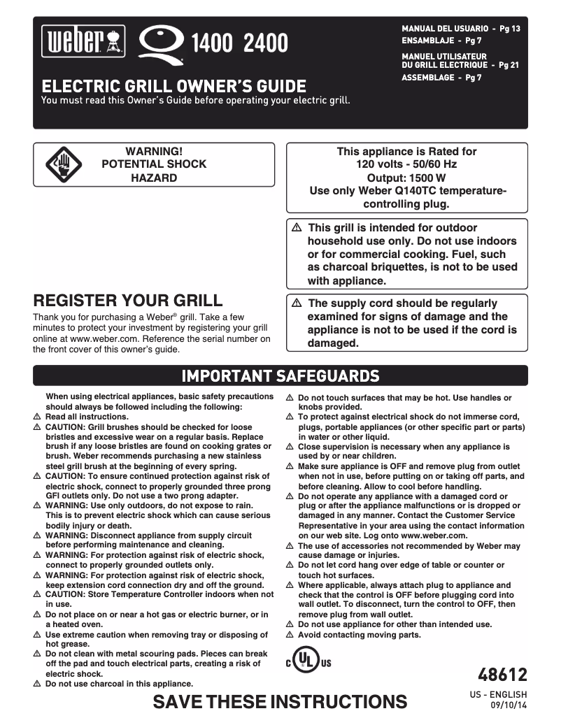 Imagen de la primera página del manual del dispositivo Q 1400