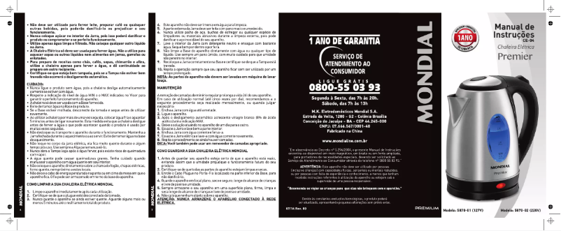 Imagen de la primera página del manual del dispositivo Premier CE-04