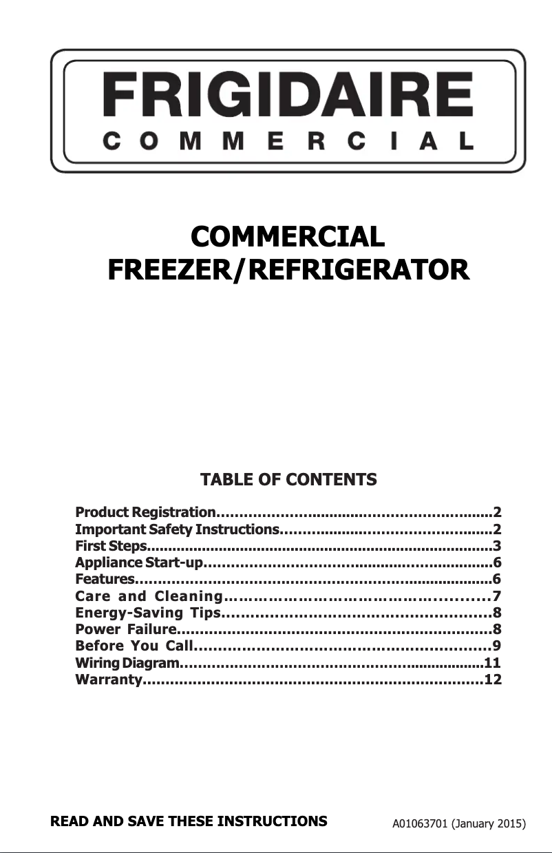 Página 1 del manual Manual de usuario Frigidaire FCRS181RQ