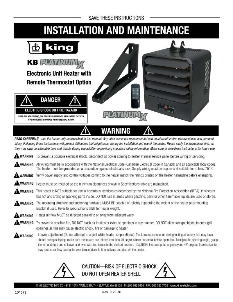 Página 1 del manual Manual de usuario King PlatinumX KB4807-3MP-PLTMX