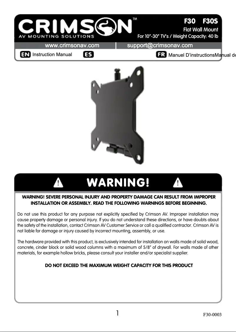 Imagen de la primera página del manual del dispositivo F30