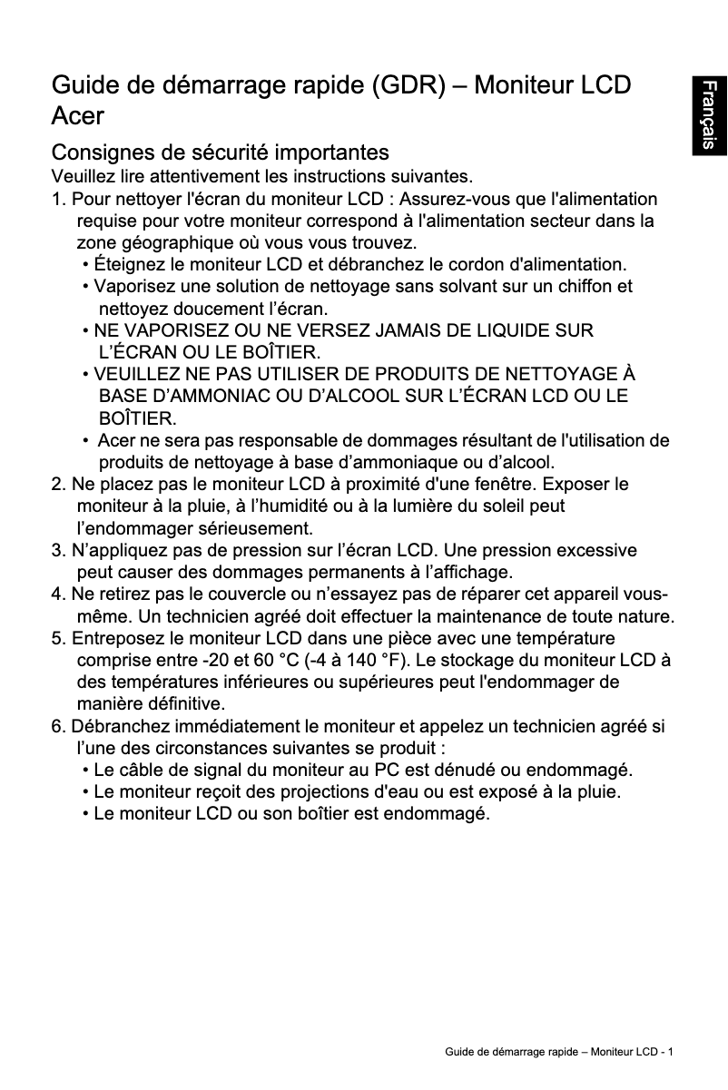 Página nº 1 - Manual de usuario Acer EI491CR