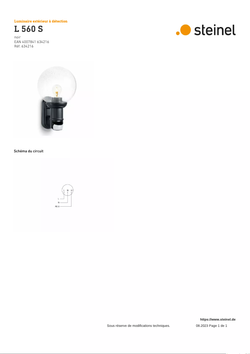 Página 1 del manual Diagrama de cableado Steinel L 560 S