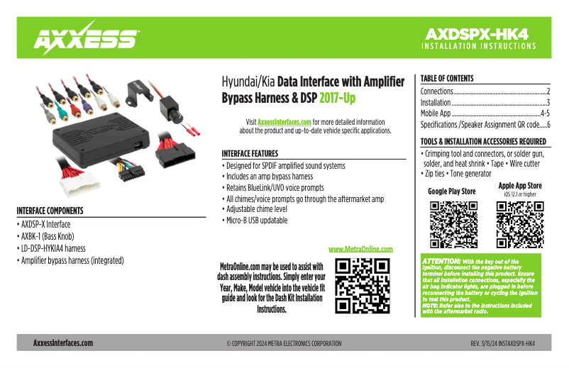 Imagen de la primera página del manual del dispositivo AXDSPX-HK4