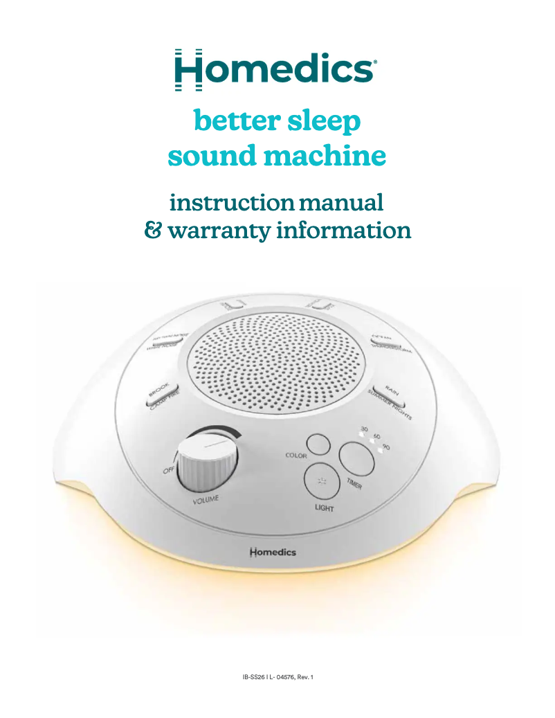 Página 1 del manual Manual de usuario Homedics SoundSpa SS-2000