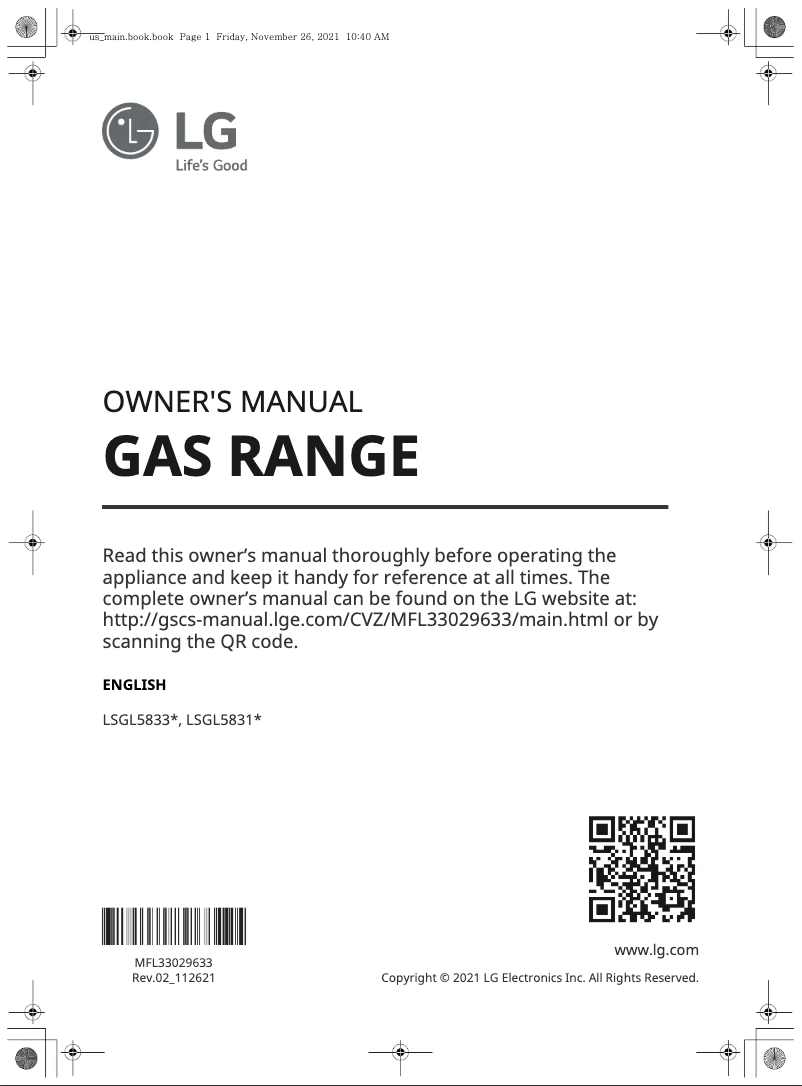 Imagen de la primera página del manual del dispositivo LSGL5833F