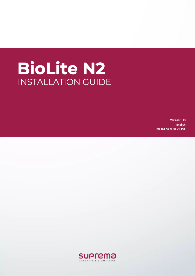 Página nº 1 - Manual de usuario Suprema BioLite N2