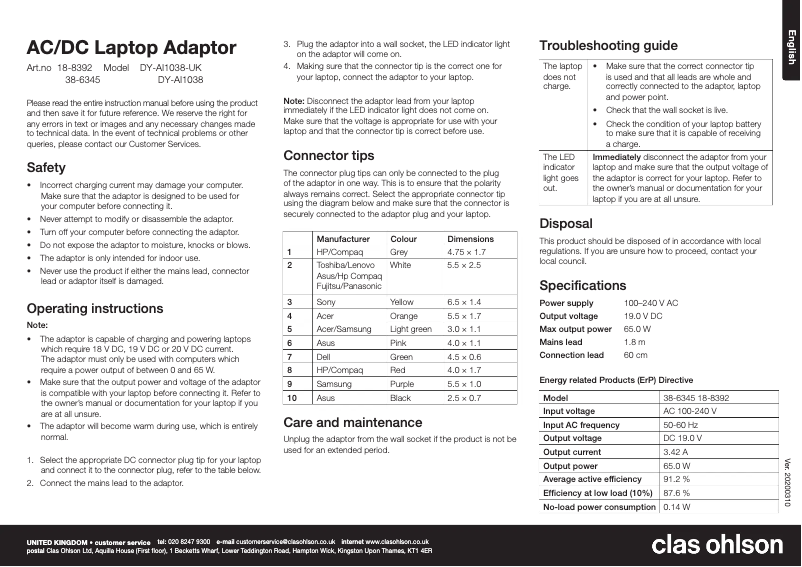 Página 1 del manual Manual de usuario Exibel DY-AI1038