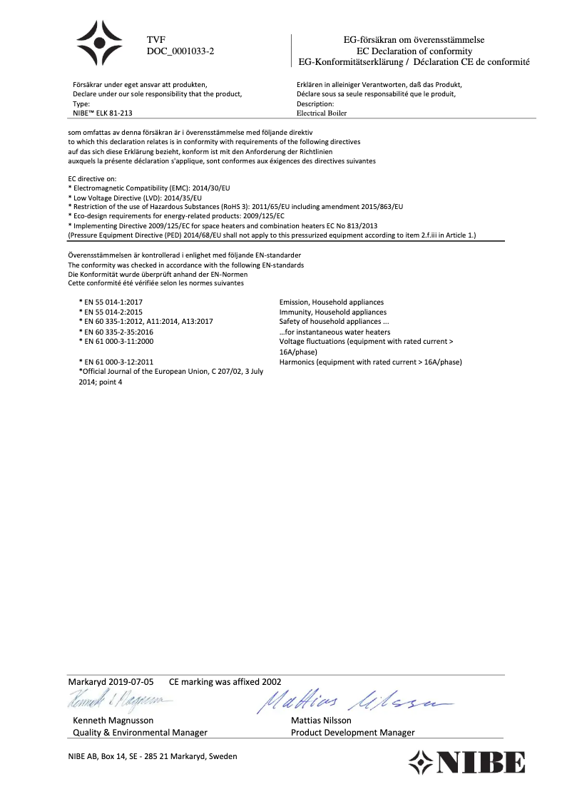 Imagen de la primera página del manual del dispositivo ELK 213