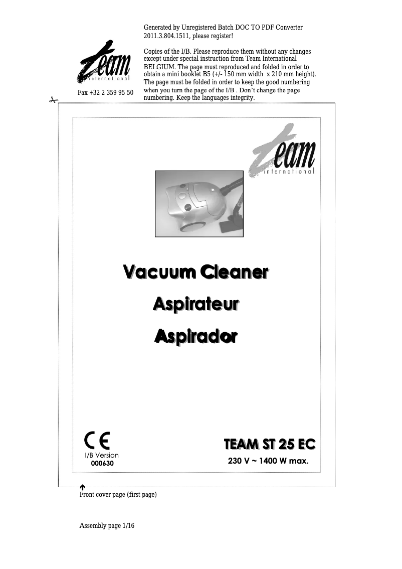 Imagen de la primera página del manual del dispositivo ST 25 EC