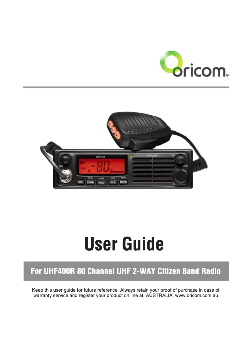 Página 1 del manual Manual de usuario Oricom UHF400R